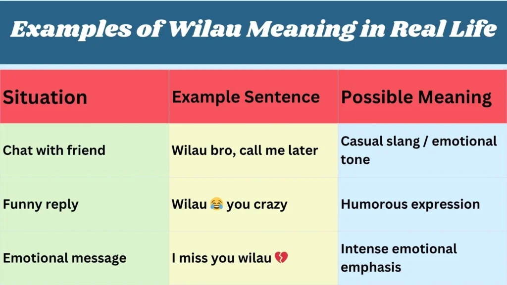 Examples of Wilau Meaning in Real Life